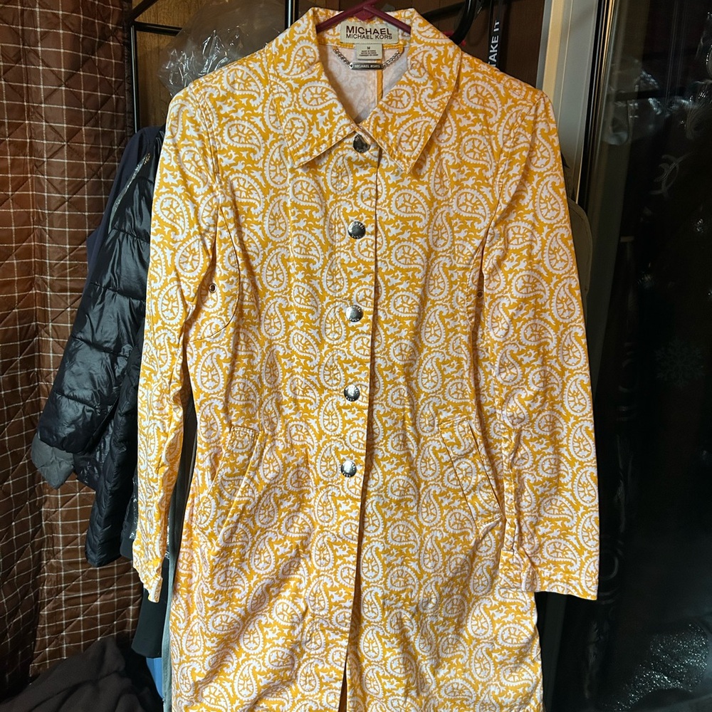 Michael Kors Yellow Paisley Trench Coat